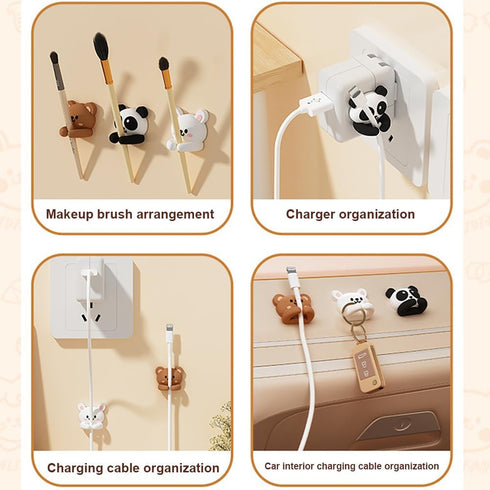 XVYLFZNP 6pcs Cute Animal Cable Organizer Adorable Panda Rabbit Bear Shaped Cable Clips Desk Cable Management Cord