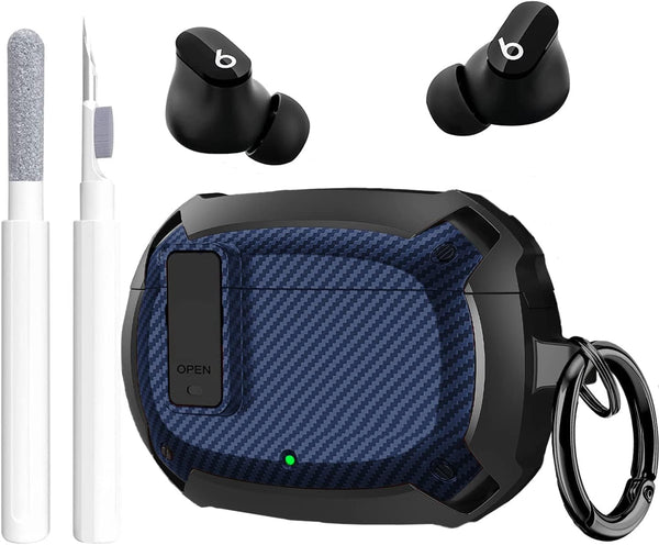 Beats Studio Bud/Studio Buds Plus Case Cover 2021/2023, GARTOO Protective Case with Cleaning Kit for Black/Blue