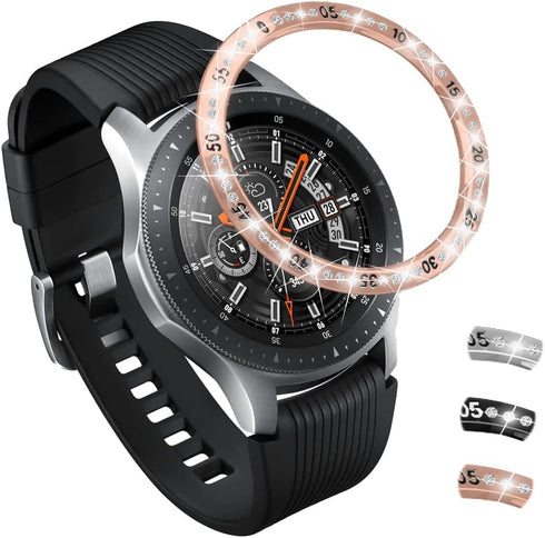 Compatible with Samsung Galaxy Watch 4 46mm/Gear S3, Bezel Ring Styling, Bling Inlay Crystal Adhesive Anti Scratch