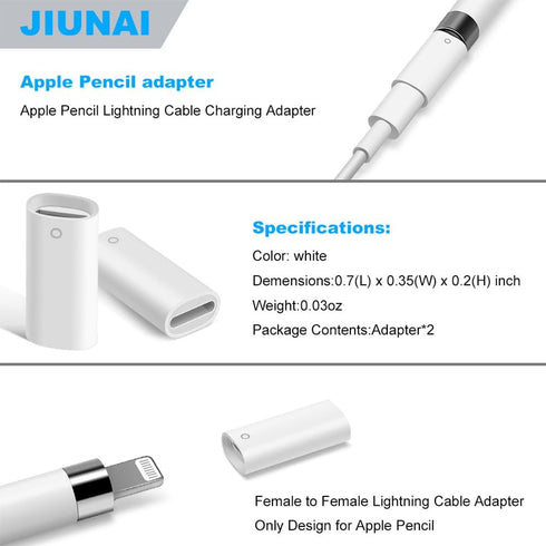 Jiunai 2 Pack Female to Female Adapter for Apple Pencil & iPad Pro - Lightning Charging Cable Adapters