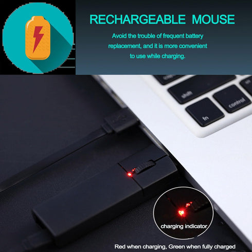 Ultra Small Bluetooth Wireless Mouse, Dual Mode (BT+2.4G) Noiseless Rechargeable Mouse with Case, Portable