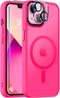 BossKiss Slim Translucent Matte iPhone 13 Case - Hot Pink, Anti-Fingerprint, Shockproof, with Screen+Camera Protector,