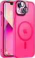 BossKiss Slim Translucent Matte iPhone 13 Case - Hot Pink, Anti-Fingerprint, Shockproof, with Screen+Camera Protector,
