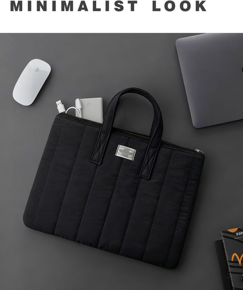 JINGJU-DESIGN 13" Commuting (15"x11") Canvas Tote Bag for Women | Japanese Minimalist Laptop Bag Fits Notebook & iPad |