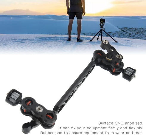 KIMISS 13in Articulating Arm Camera Mount, Adjustable CNC Aluminum Alloy with 1/4" and 3/8" Thread for Microphone