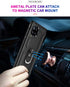 Androgate Cellular Phone Case for Samsung Galaxy A42 5G, Heavy Duty Protection with Metal Ring Holder Kickstand, Black