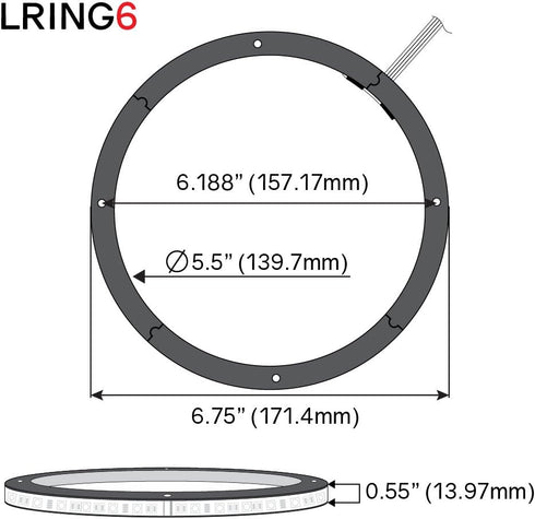 DS18 LRING6 LED Speaker Ring Waterproof 6.5-Inch - RGB Module with Millions of Colors, One Color Without
