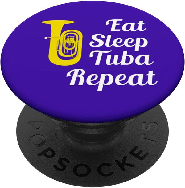 Tuba Player Gift - Eat Sleep Tuba Repeat - Blue PopSockets PopGrip: Swappable Grip for Phones & Tablets