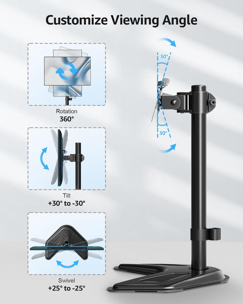MOUNTUP 13'' 32'' 17.6 lbs, 75x75/100x100 MU0023 Single Monitor Stands, Freestanding VESA Monitor Desk Mount fits