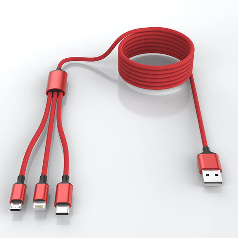 Multi 3 in 1 USB Long iPhone Charging Cable, 1.8M/5.9Ft Nylon Braided Universal Phone Charger Cord for
