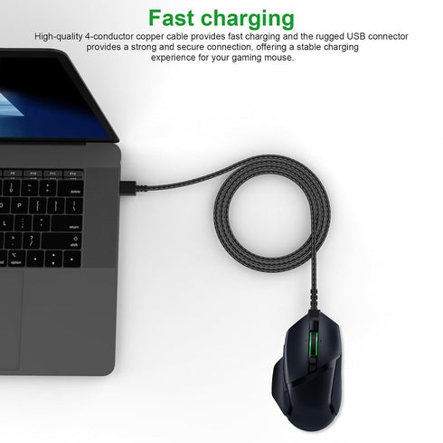Mouse Micro USB Cable, Compatible with Razer Viper Ultimate, Naga Pro, DeathAdder V2 Pro, Basilisk Ultimate (5.9ft)