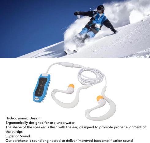 Yunseity MP3 Swimming, 8GB IPX8 MP3 Swimming USB2.0 Swimming (8GB) Player for Player with Headphones, Rechargeable