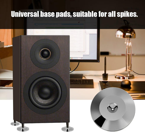 8 Pcs Universal Copper Speaker Spikes Pads - 25 x 4mm Speaker Shock Base Pad Isolation Stand Feet (Black)