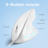 Perixx PERIMICE-513W Wired USB Mouse - Vertical Right-Handed Design - 6 Buttons, 1000/1600 DPI - White