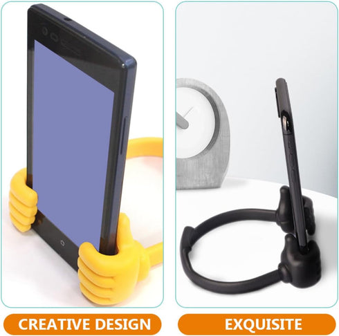FONDOTIN 2pcs Thumb Gesture Phone Supports Creative Smartphone Brackets for Office and Home Use Black and Yellow Cell