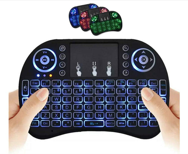 Wireless Mini Keyboard Remote Control with Touchpad Mouse Combo, RGB Backlit for Android TV Box Smart TV