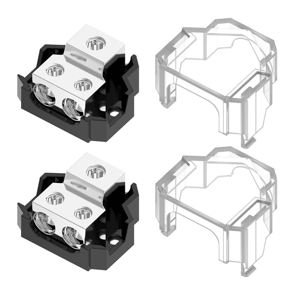 Malictele 2 Way Power Distribution Block - 1x 0/2/4 Gauge Input, 2X 4/8 Gauge Output, Car Audio Splitter (2 Pack)