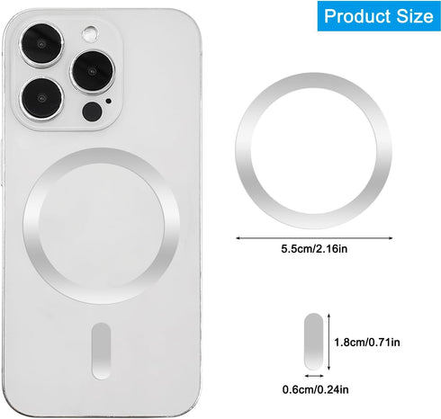 8 Pack Universal Metal Rings, Compatible with MagSafe Magnetic Wireless Charger for iPhone 15/14/13 Case, Silver
