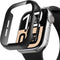 Case Compatible with Apple Watch Series 10 42mm, PC Bumper with Tempered Glass Screen Protector, Black