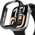Case Compatible with Apple Watch Series 10 42mm, PC Bumper with Tempered Glass Screen Protector, Black