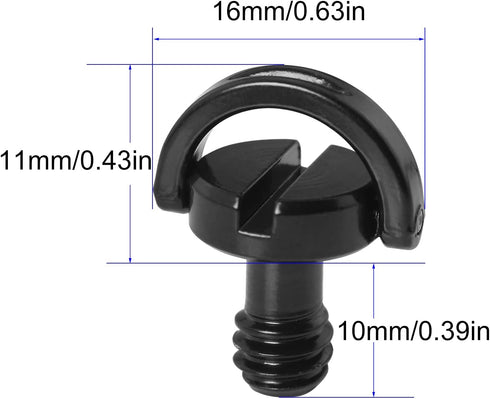 LUORNG 2PCS 1/4inch Tripod Screw, 1/4"-20 Stainless Steel D Shaft D-Ring for Camera Tripod, Monopod, Quick Release Plate