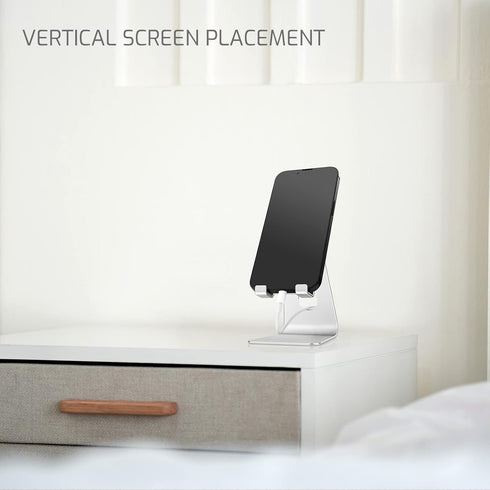 Aluminum Alloy Adjustable Cell Phone Stand, Metal Desktop Holder, Smartphone Cradle, Silver