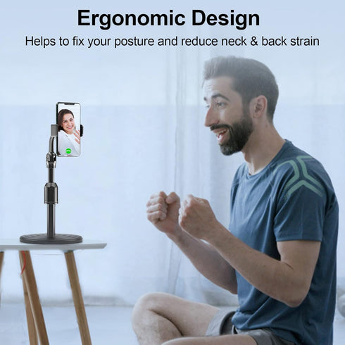 Adjustable Height Cell Phone Holder, 270° Flexible Stand for Desk, Compatible with All Mobile Phones, Black