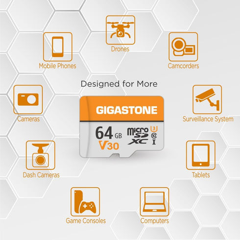 Gigastone 64GB 2-Pack, V30 4K 95MB/s 10, Micro SD Card Video Recording, Surveillance, Security Camera, Dash Cam, Drone