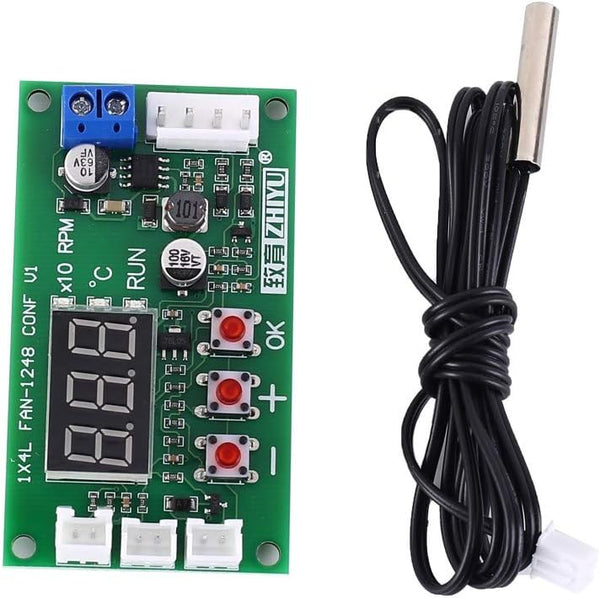 DONGKER Fan Temperature Controller Module, DC 12V 24V 48V 4-Wire PWM Driver Module for PC Fan/Alarm