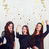 3Pcs White Metallic Tinsel Foil Fringe Curtains, 3.28ft x 6.56ft, White Photo Booth Backdrop Streamer Curtain for Party