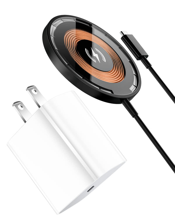 AICase iPhone 14 Magnetic Wireless Charger with Built-in USB-C Cable, Compatible with MagSafe Charger