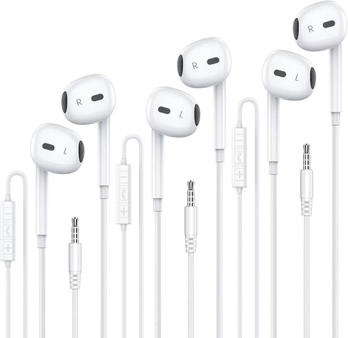 MOSWAG Wired Earbuds with Microphone, 3.5mm Jack in Ear Headphones Suitable for Smartphones, Computers, Laptops, iPads