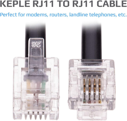 Keple RJ11 Cable ADSL, 33ft Extension Lead, High Speed Male to Male Phone Cord for Router and Modem