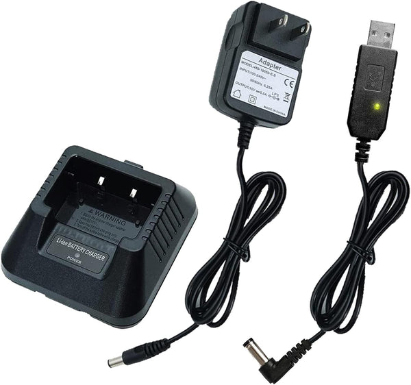 UV-5R BF-F8H Charger, More USB Cable Charger with Indicator Light for Two Way Radio UV-5R Series DM-5R by Tenway