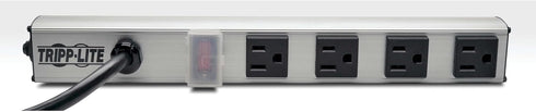 Tripp Lite 4 Outlet Power Strip, 12 in. Length, 6ft Cord with 5-15P Plug (PS120406), Black/Gray