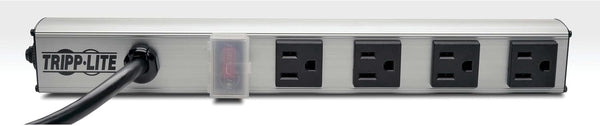 Tripp Lite 4 Outlet Power Strip, 12 in. Length, 6ft Cord with 5-15P Plug (PS120406), Black/Gray