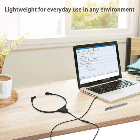 SIMOLIO Stereo Headset with Mic, Lightweight Stethoscope Transcription Headset, Volume Control, 3.5mm Plug, Wired