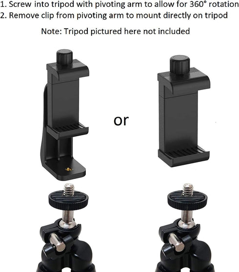 Alphx Universal Smartphone Tripod Cell Phone Holder Mount Adapter Set, Fits All Phones, Includes Mini Tripod