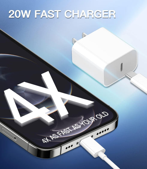20w PD Power Adapter Compatible with iPhone 12 pro max Fast USB c Wall Charger Block for ipad Charging Quick Box 5ft Cord Compatible for Lightning Cable 11MINI XS XR 8Plus Type Plug by zoyuzan
