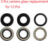 3 Pcs(1 Set) Sapphire Rear Back Camera Glass Lens Replacement for iPhone 12 Pro with Preinstalled Adhesive and Repair Tool Kits