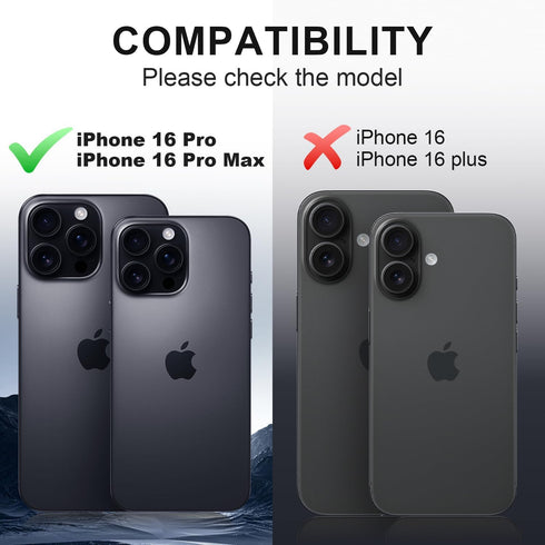 AFARER Camera Lens Protector for iPhone 16 Pro & Pro Max, Shockproof Aluminium Alloy & 9H Tempered Glass - 2PCS