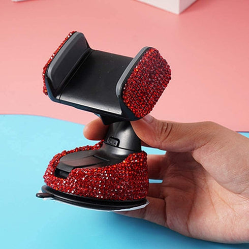 SUNCARACCL Bling Car Phone Holder, 360° Adjustable Crystal Auto Phone Mount, Universal Rhinestone Stand for Windshield
