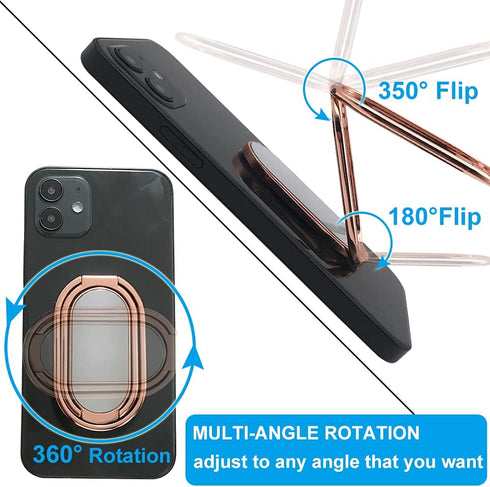 Cell Phone Ring Holder, CLZWiiN Foldable 360° Rotation Stand for Desk, Magnetic Car Mount (Rose Gold)