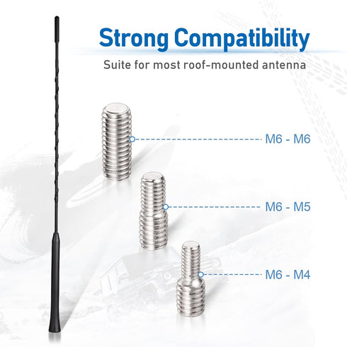 Eightwood 16 inch M4 M5 M6 Car Antenna Replacement (Only for Roof-Mounted), AM FM Universal Roof Mount Car Radio