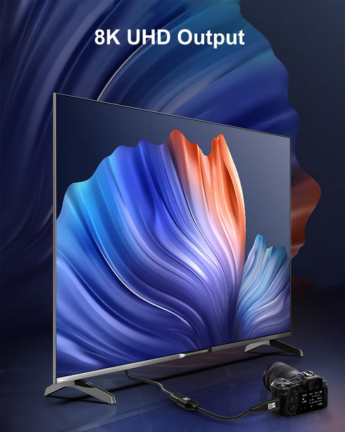 KOMGILK 8K 8K@60Hz, 4K@120Hz 3D 48Gbps Micro HDMI to HDMI Adapter, Micro HDMI Male to HDMI Female Cable with HDR High