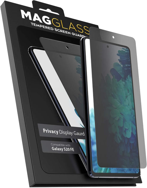 magglass Privacy Screen Protector for Samsung S20 FE, Tempered Glass Anti Spy Display Guard, Case Compatible
