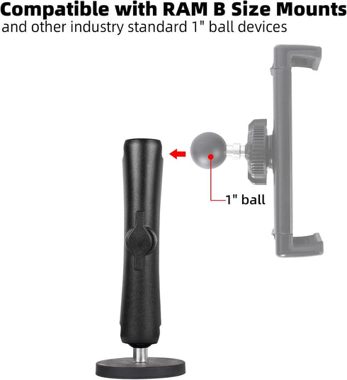 FPN 66mm 25mm /1 inch 5.91" Diameter Round Heavy-Duty Magnetic Base Mount with Rubber Coating Ball & Double Socket Arm