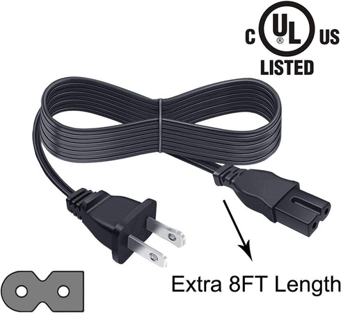 8ft Power Cord Replacement for Toshiba 19LV61K 22LV505 40L2400U 15LV505 19LV505 19LV610U 72796185 AE009538 22LV610U 40L3400U 50L1400U 50L2400U 50L3400U TV AC Charger Cable
