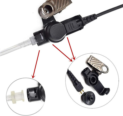 2 Pin Transparent Acoustic Tube Earpiece/Headset for Motorola Two Way Radio CP200, CLS1110, CLS1410 Walkie Talkies