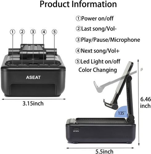 Unique Gifts for Men, Cell Phone Stand with Bluetooth Speaker & LED Color Changing Light, Birthday Gifts for Women Dad